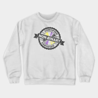 Certified Non-Binary Pride Seal of Approval with Pride Flag Background Crewneck Sweatshirt